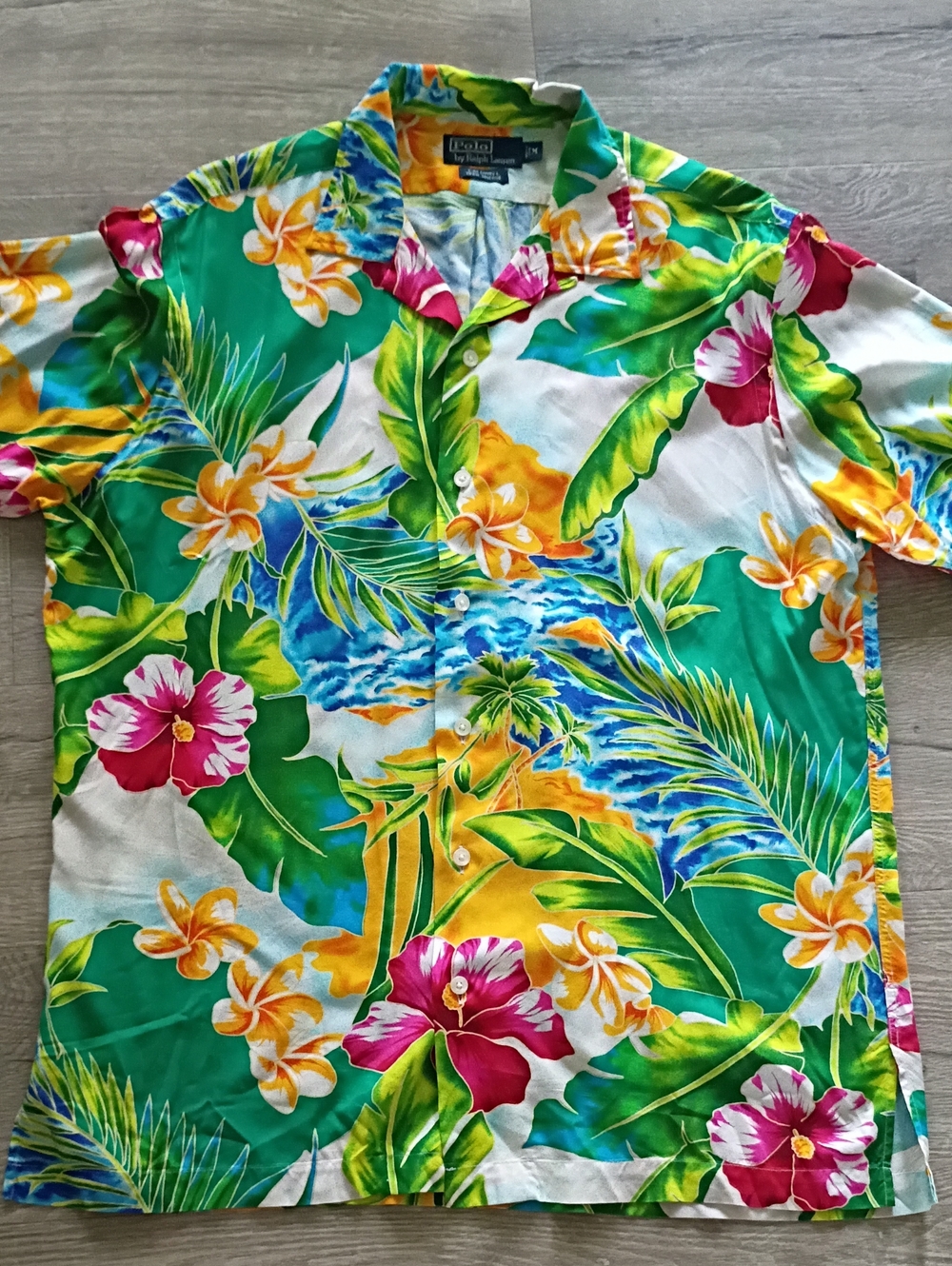 Vivid Vintage Y2K Viscose!  Caldwell Camp Shirt Tropical Wow! Sz Medium